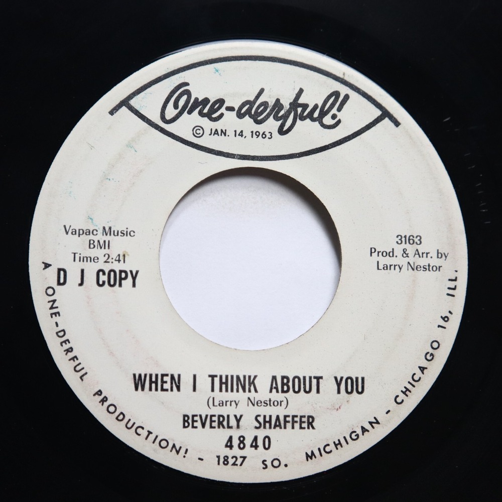 BEVERLY SHAFFER - WHEN I THINK ABOUT YOU / I SIMPLY LOVE‎ HIM - SOUL 45 *PROMO*